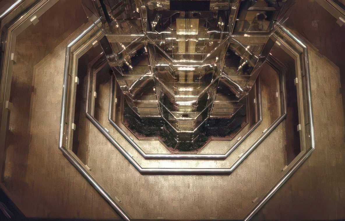 mirrored elevator shaft Vintage A4 Photo Print