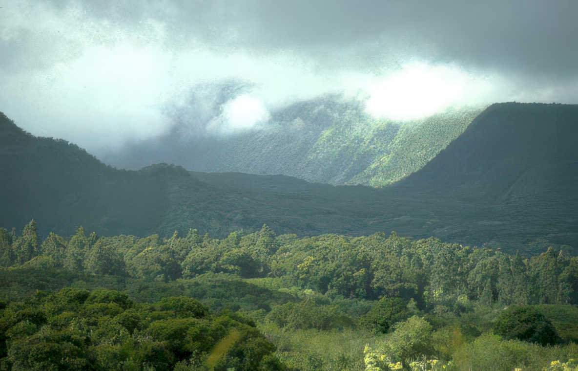 misty hawaiian mountains Vintage A4 Photo Print