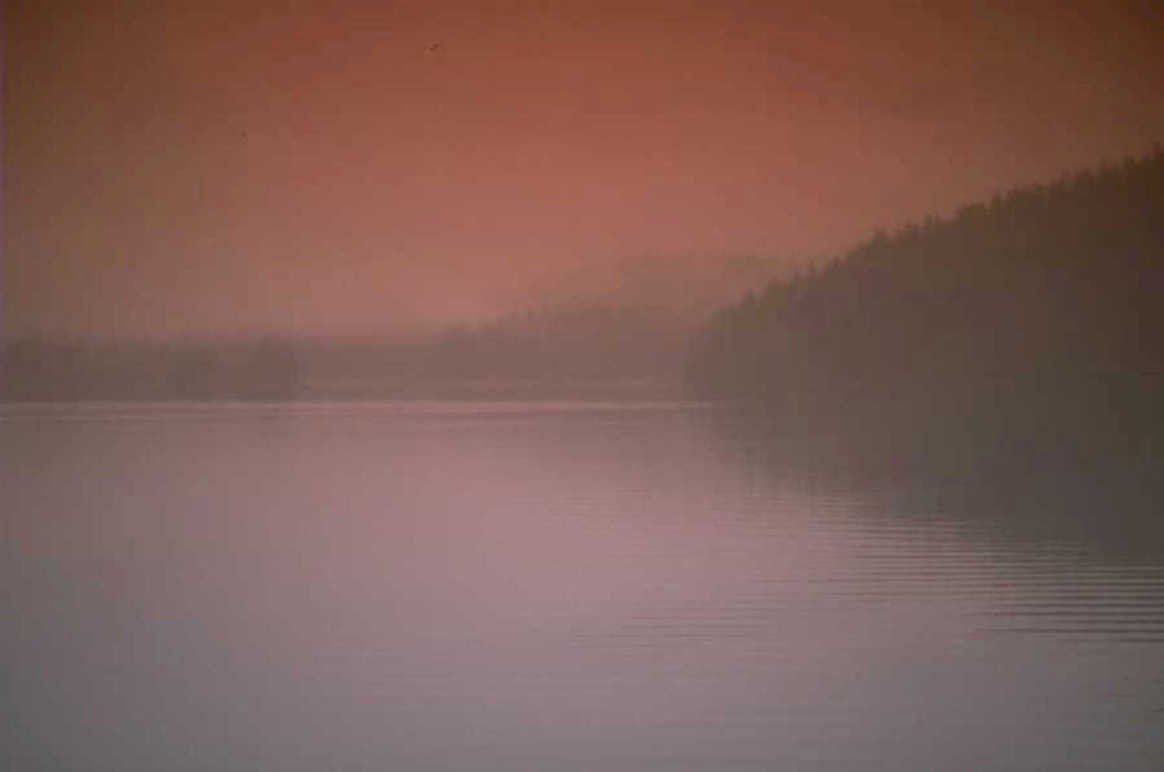 misty lake sunset 1980s 1990s A4 Photo Print