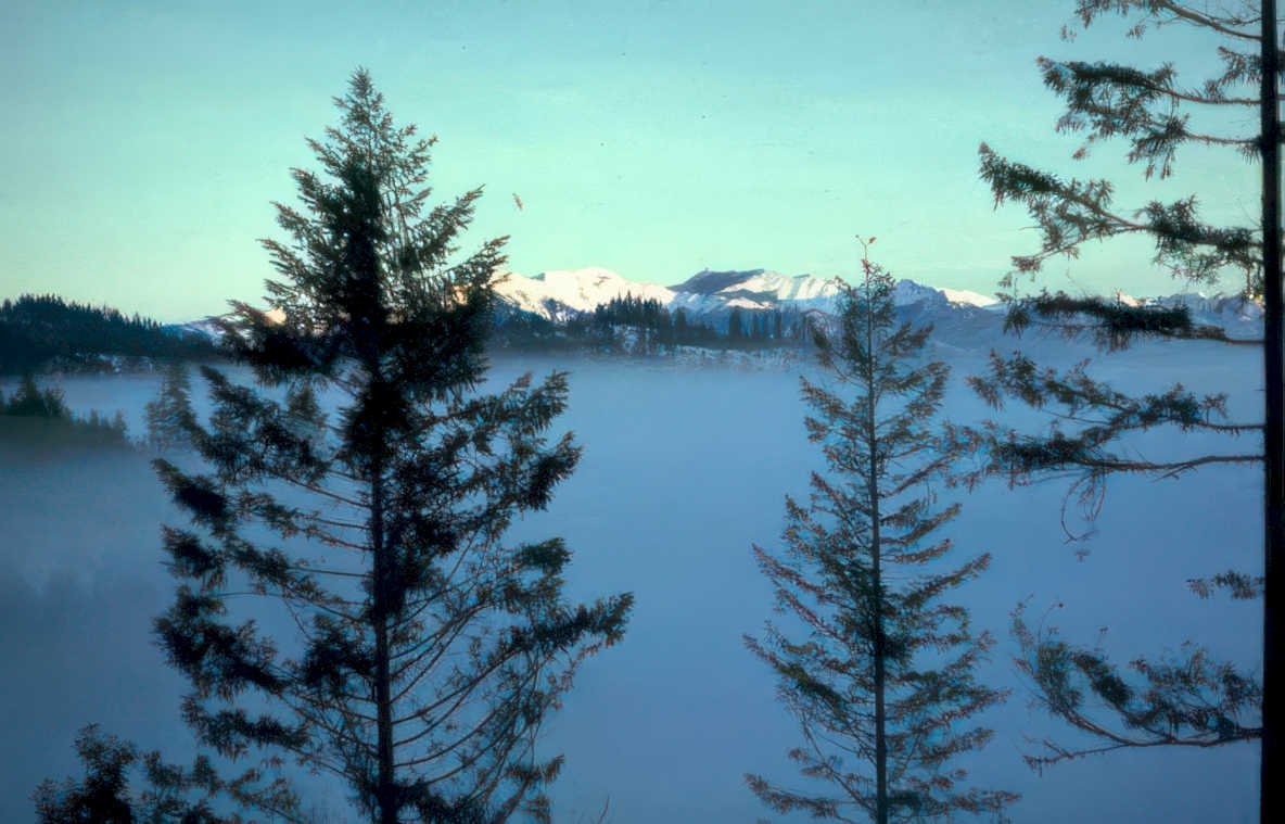 misty mountains lake Vintage A4 Photo Print