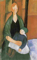 mod a Seated Woman with a Child Art A4 Photo Print