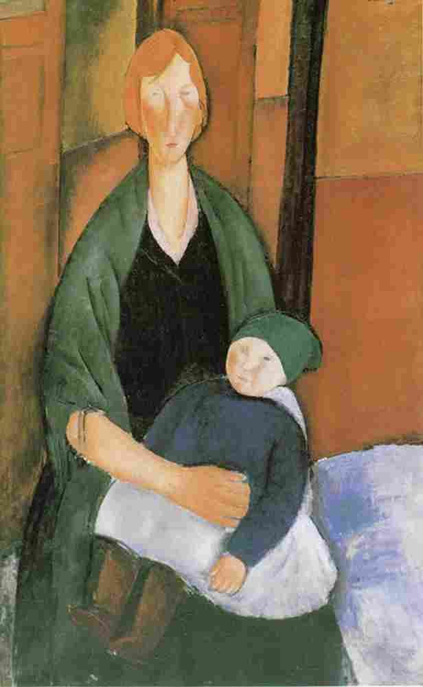 mod a Seated Woman with a Child Art A4 Photo Print