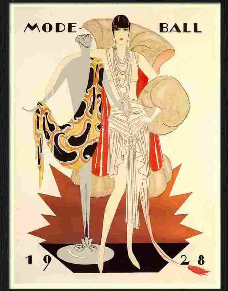 mode ball jules engelhard art deco poster 1928 Advert A4 Photo Print