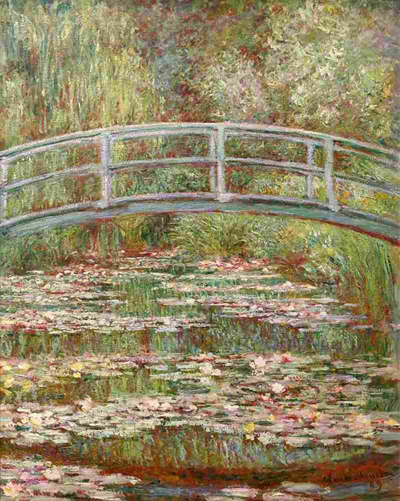 mon Bridge Over a Pond of Water Lilies Art A4 Photo Print