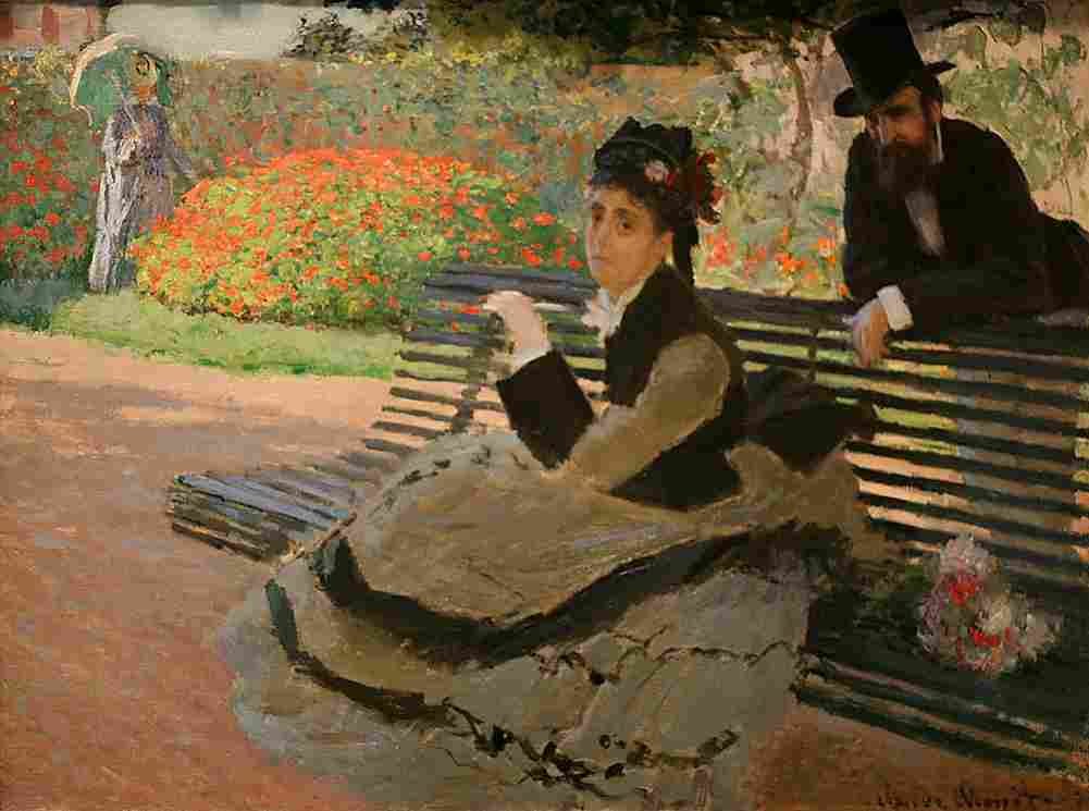 mon Camille Monet on a Garden Bench Art A4 Photo Print