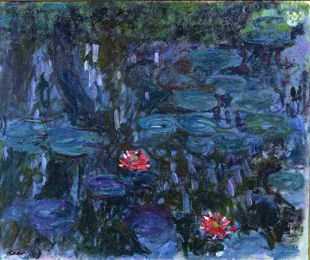mon Water Lilies Reflections of Willow Art A4 Photo Print