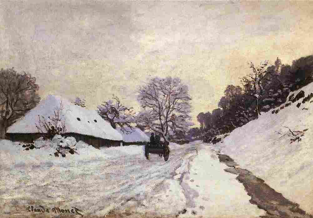 mon a Cart on the Road to Honfleur Snow Art A4 Photo Print