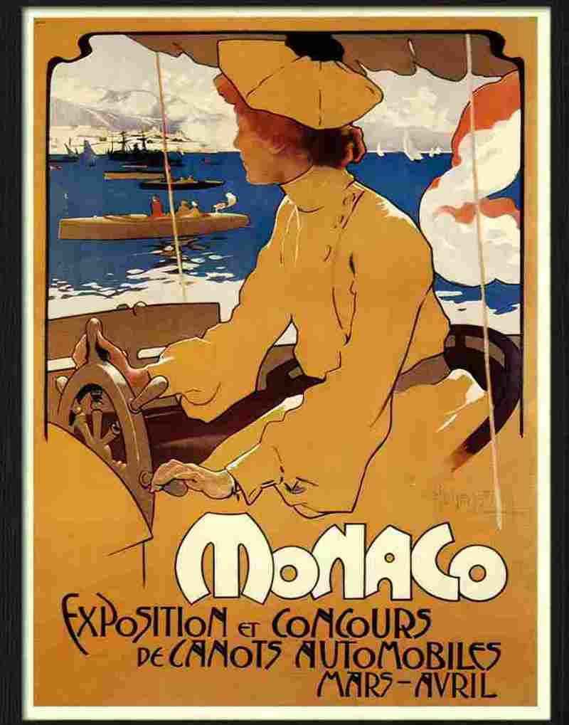 monaco adolfo hohenstein motorboat poster 1900 Advert A4 Photo Print