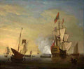 monamy Harbor Scene An English Ship with Sails Loosened Firing a Gun Art A4 Photo Print