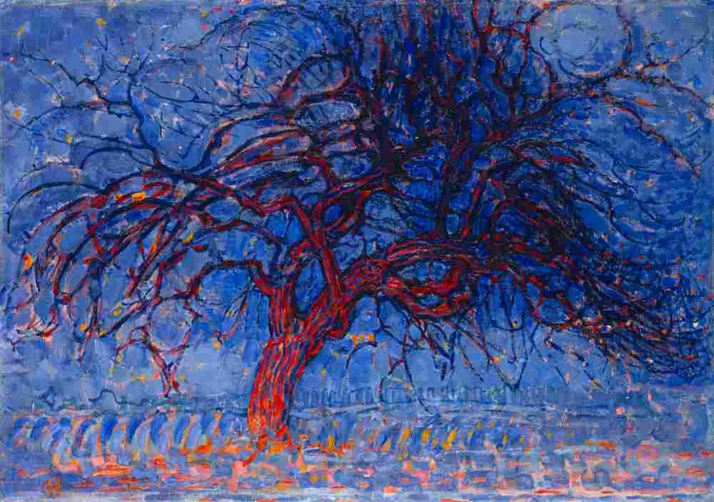 mondrian avond the red tree Art A4 Photo Print