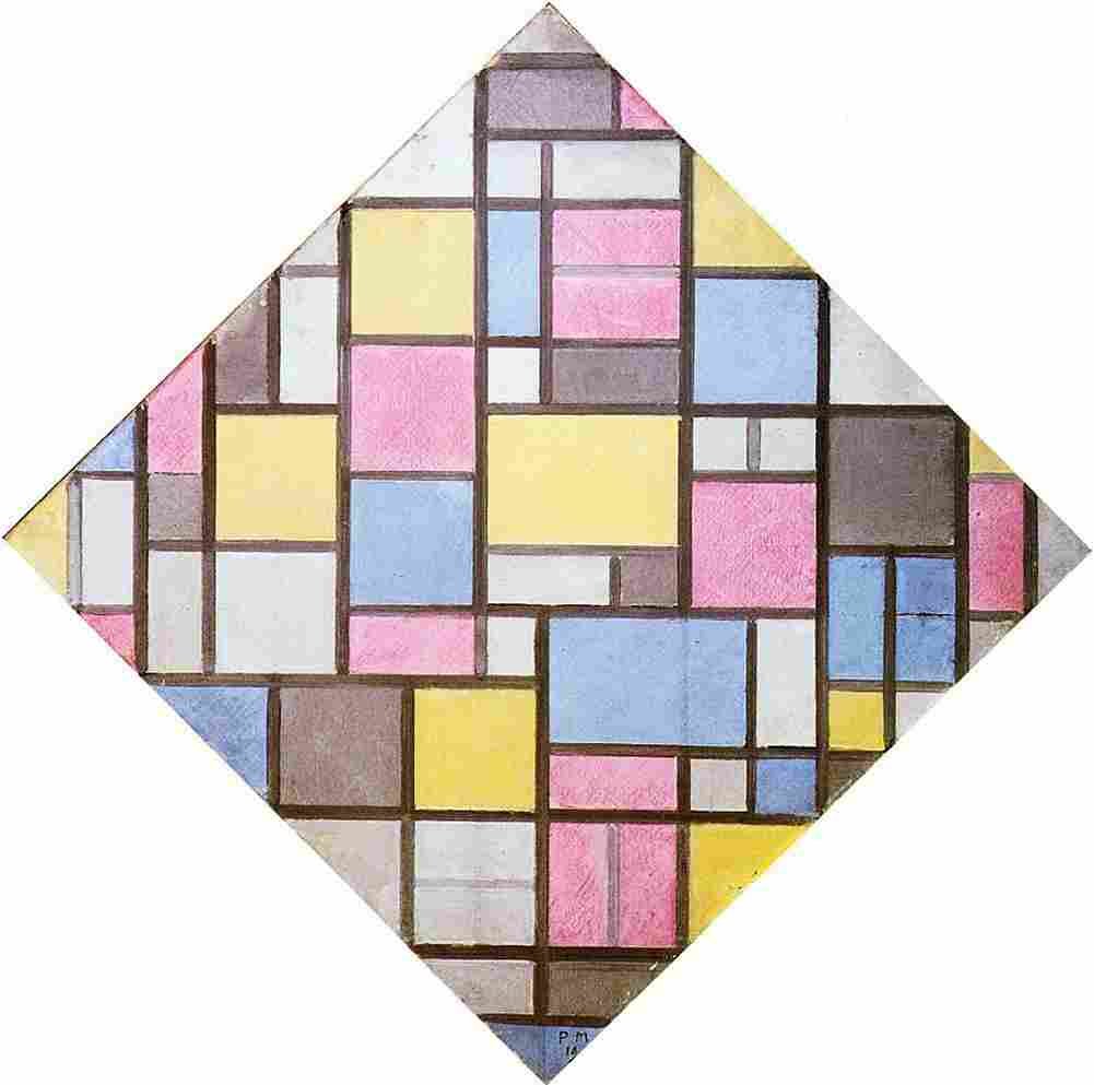 mondrian composition with grid six Art A4 Photo Print
