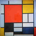 mondrian composition with large red plane Art A4 Photo Print