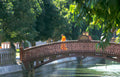 monk red bridge Vintage A4 Photo Print