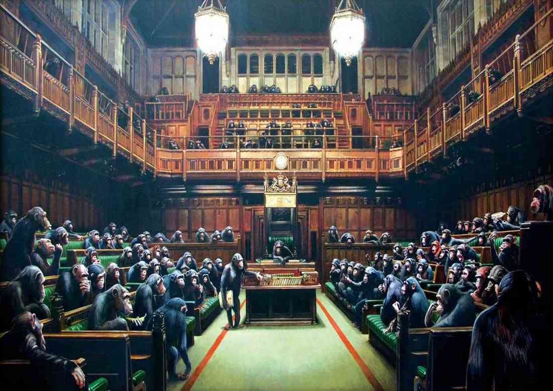 monkey parliament white plus A4 Photo Print