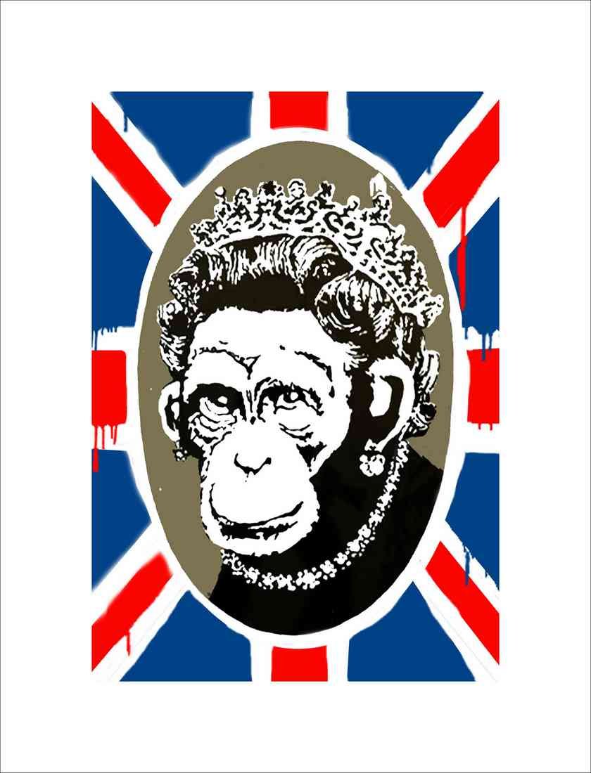 monkey union jack PLUS 35mm white A4 Photo Print