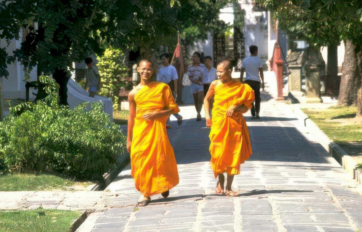 monks pathway laos Vintage A4 Photo Print