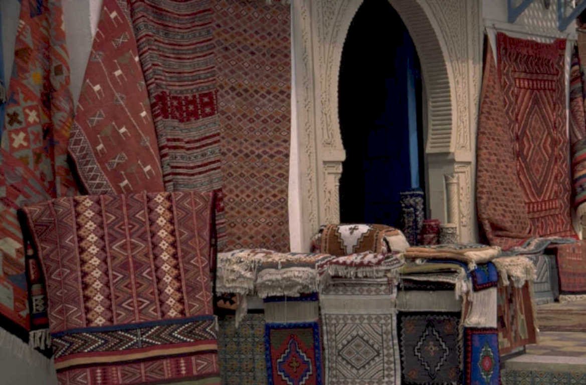 moroccan rugs display 1980s 1990s A4 Photo Print