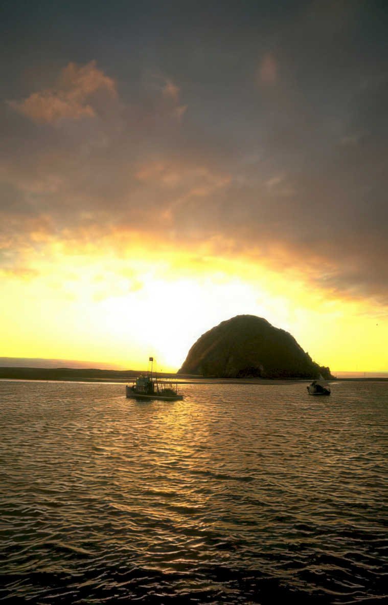 morro bay sunset Vintage A4 Photo Print