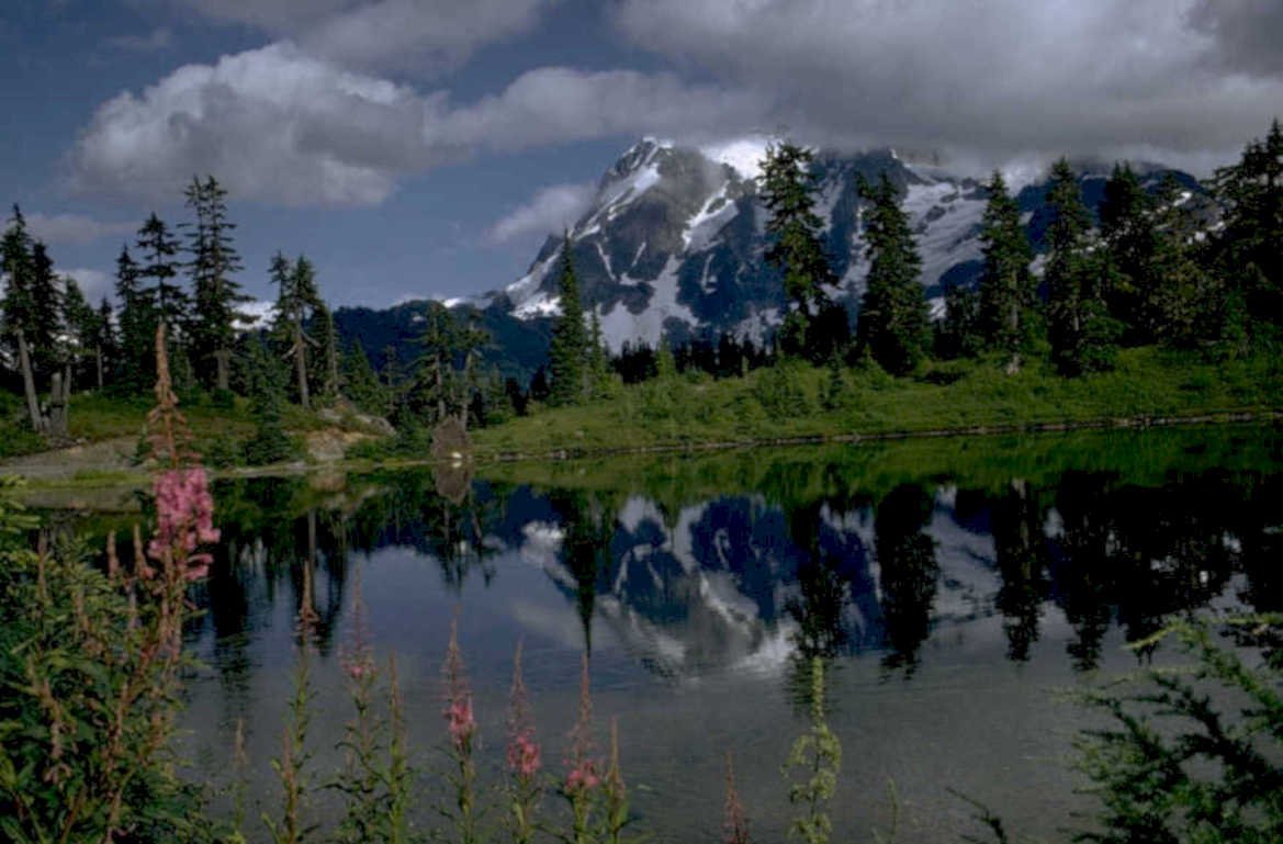 mountain lake reflection 1980s 1990s A4 Photo Print