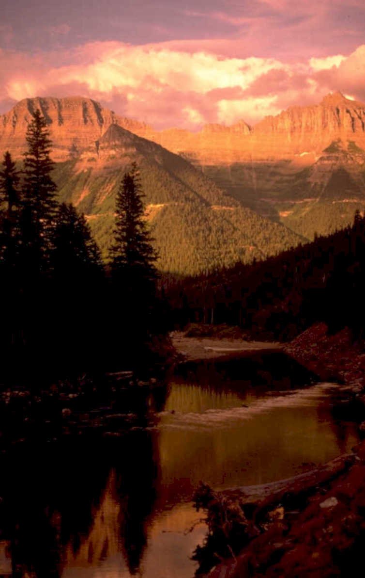 mountain river sunset 1980s 1990s A4 Photo Print
