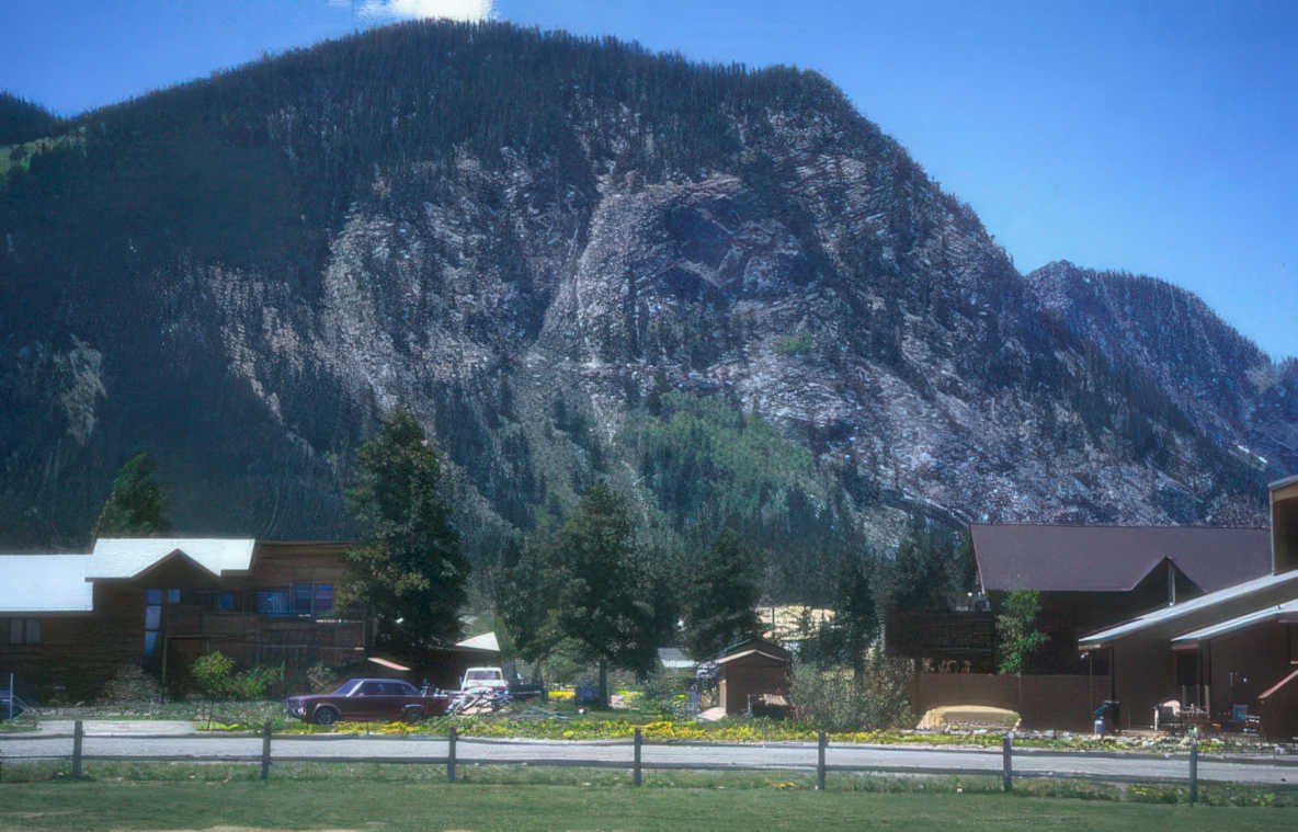 mountain town scape Vintage A4 Photo Print