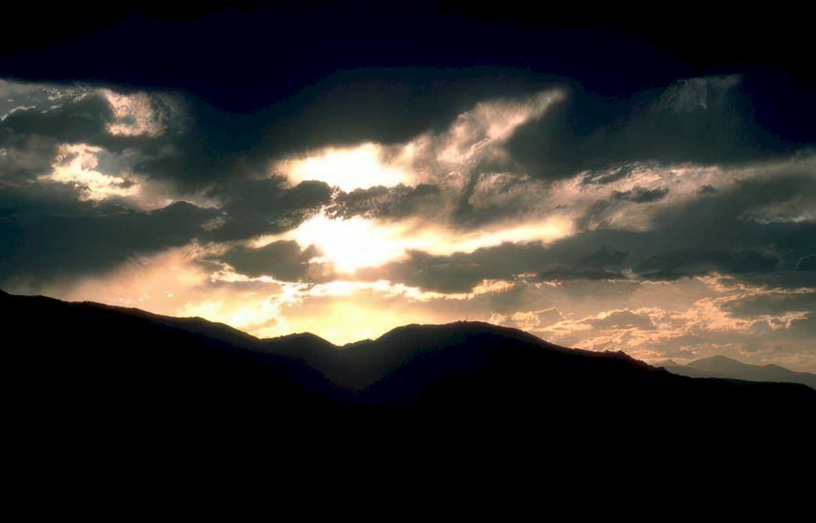 mountainsunsetdarkclouds Vintage A4 Photo Print