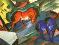 mrc Red and Blue Horses Art A4 Photo Print