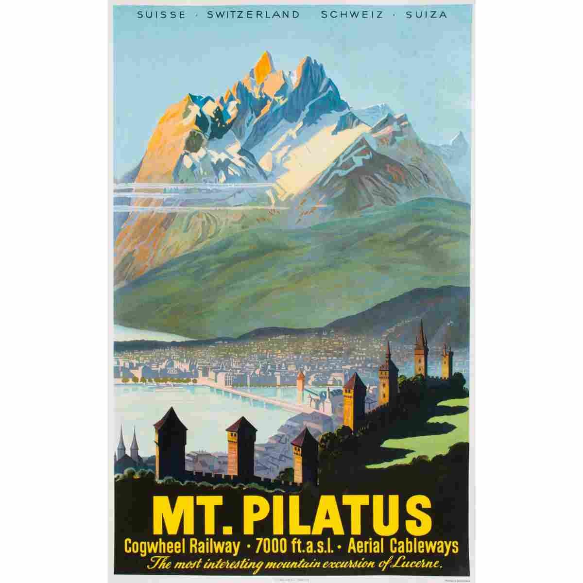 mt pilatus lucerne 1935 2 Advert A4 Photo Print