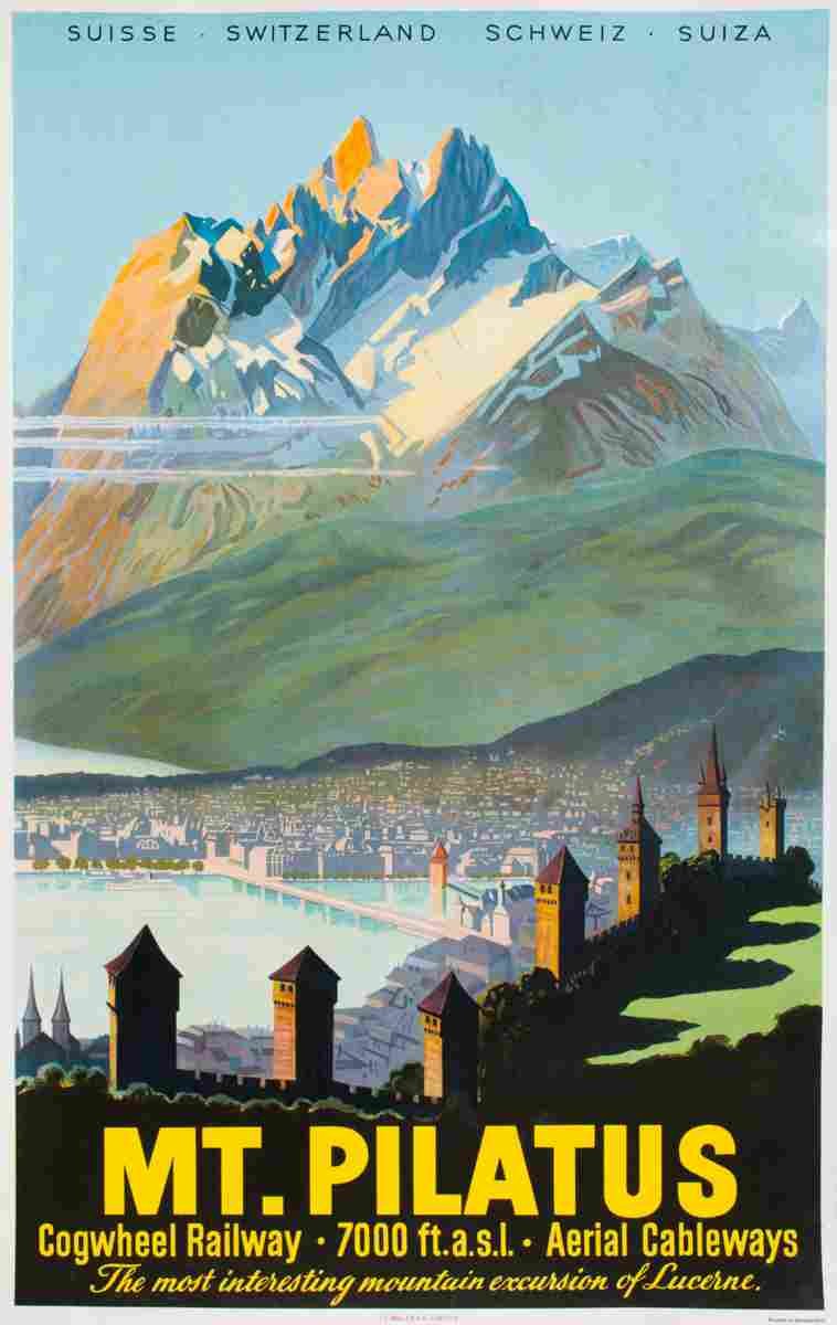 mt pilatus lucerne 1935 4 Advert A4 Photo Print