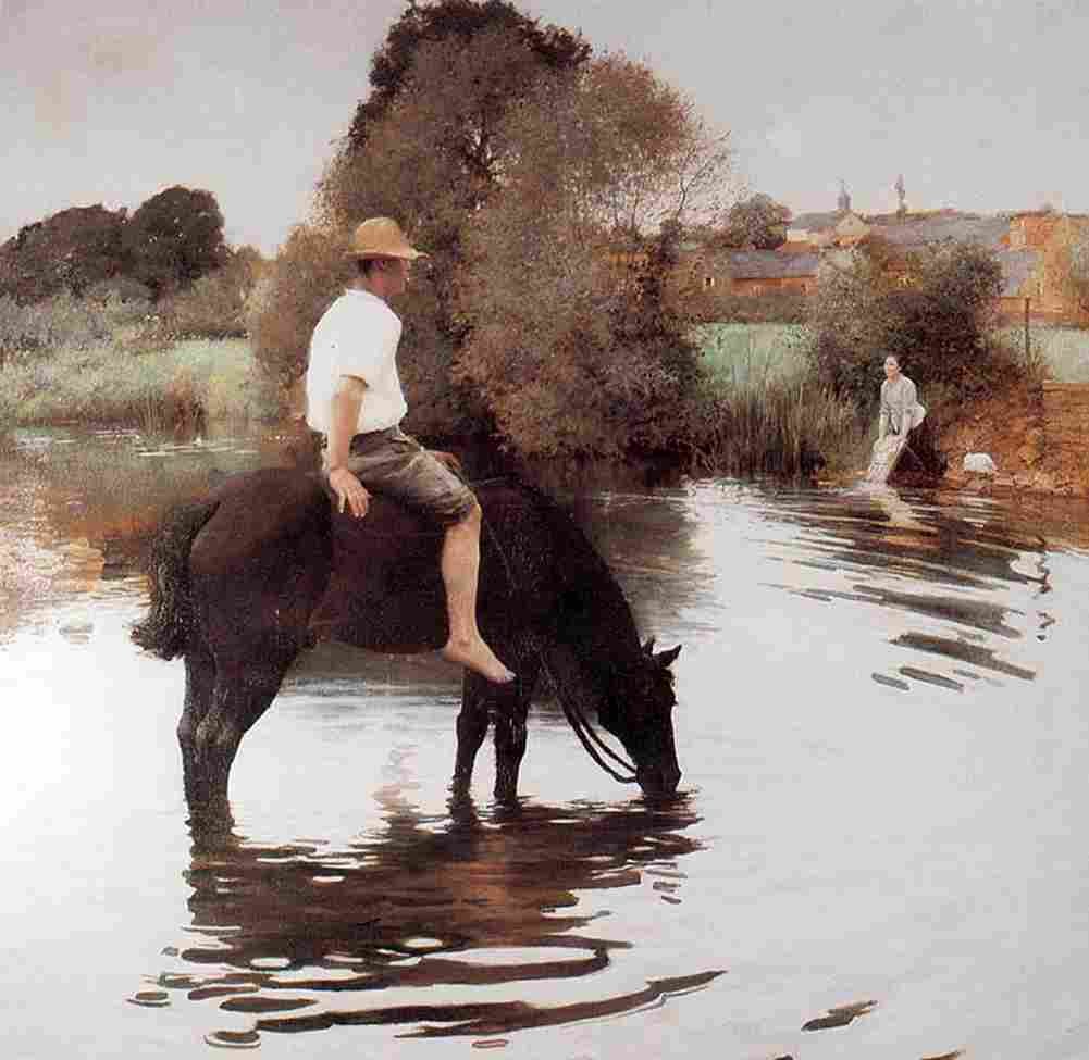 muenier Young Peasant Making his Horse Drink Art A4 Photo Print