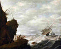 mulier the elder dutch ship in a breeze off a rocky coast Art A4 Photo Print