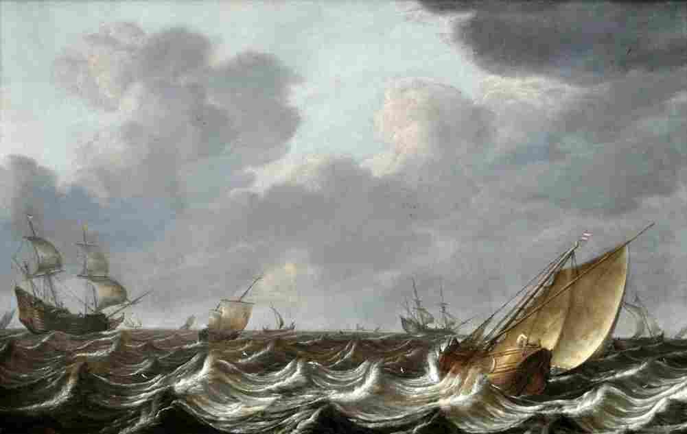 mulier the elder dutch ships in choppy waters Art A4 Photo Print