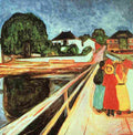 munch girls on a bridge Art A4 Photo Print
