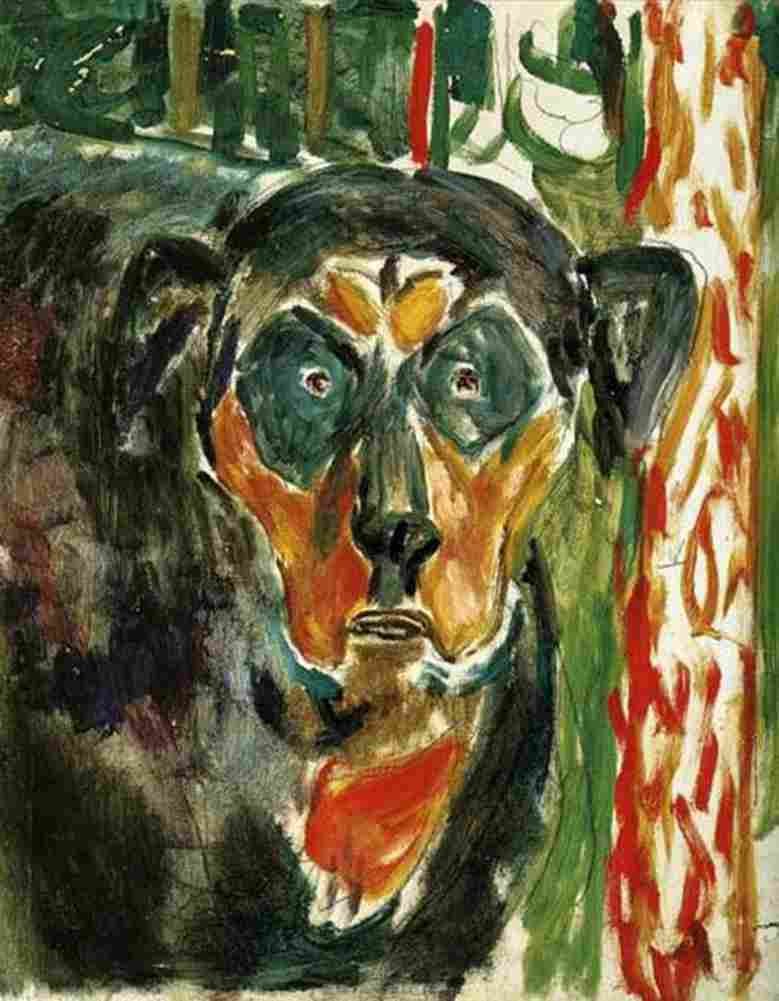munch head of a dog Art A4 Photo Print