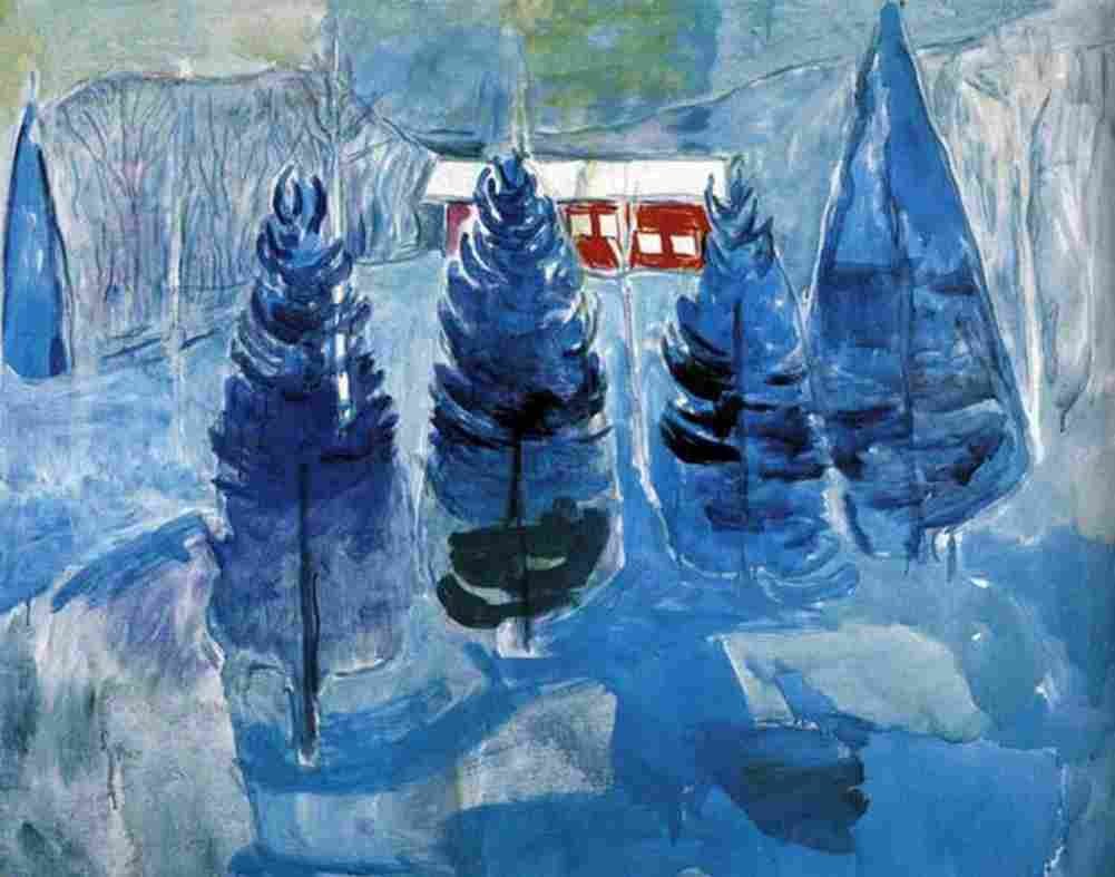 munch red house and spruces Art A4 Photo Print