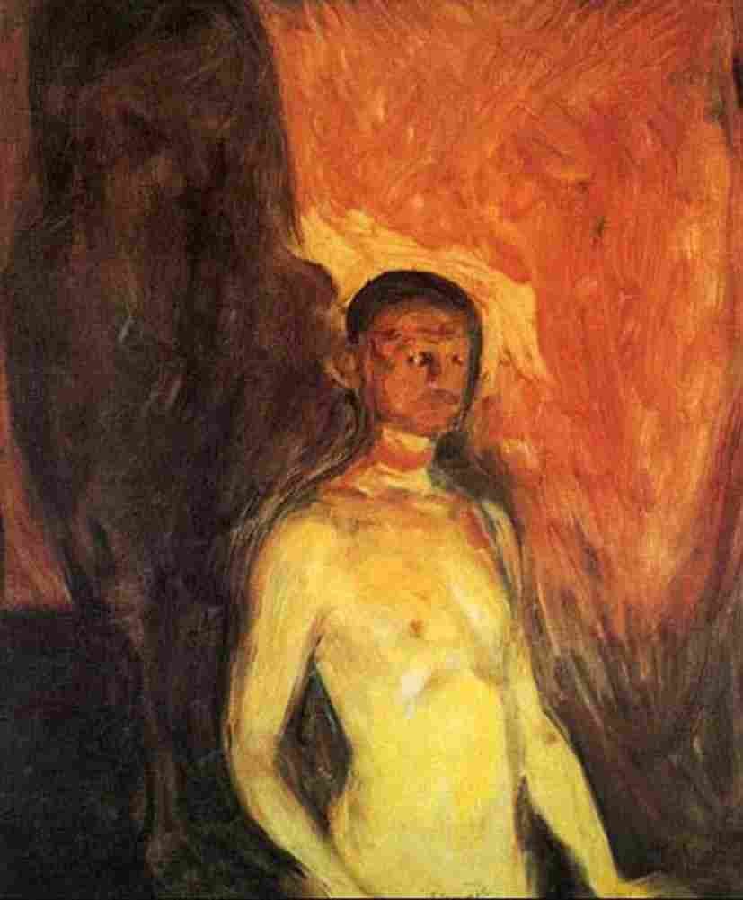 munch self portrait in hell Art A4 Photo Print
