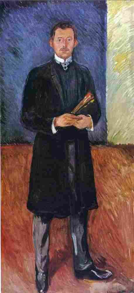 munch self portrait with brushes Art A4 Photo Print