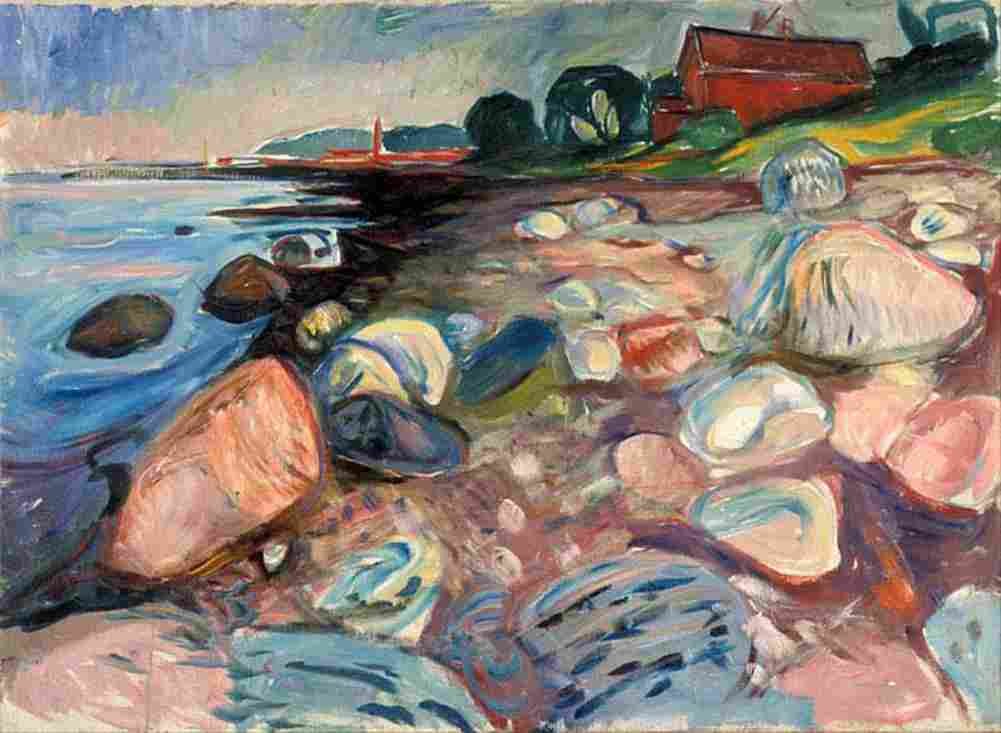 munch shore with red house Art A4 Photo Print