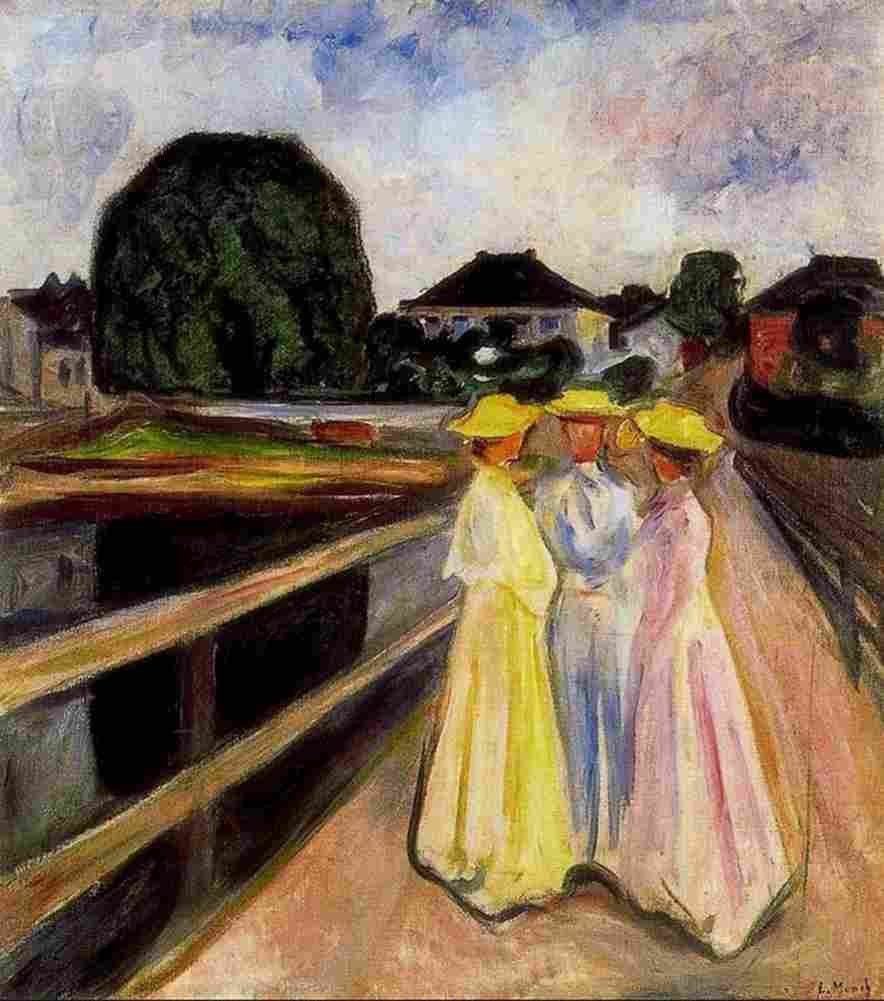 munch three girls on the jetty Art A4 Photo Print