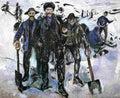 munch workers in the snow Art A4 Photo Print