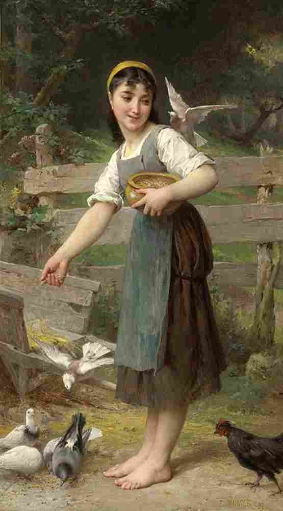 munier Feeding the Doves Art A4 Photo Print