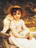 munier Girl with Kittens Art A4 Photo Print