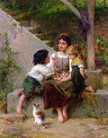 munier Playing with the Kittens Art A4 Photo Print