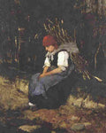 munk Woman with Brush wood Art A4 Photo Print
