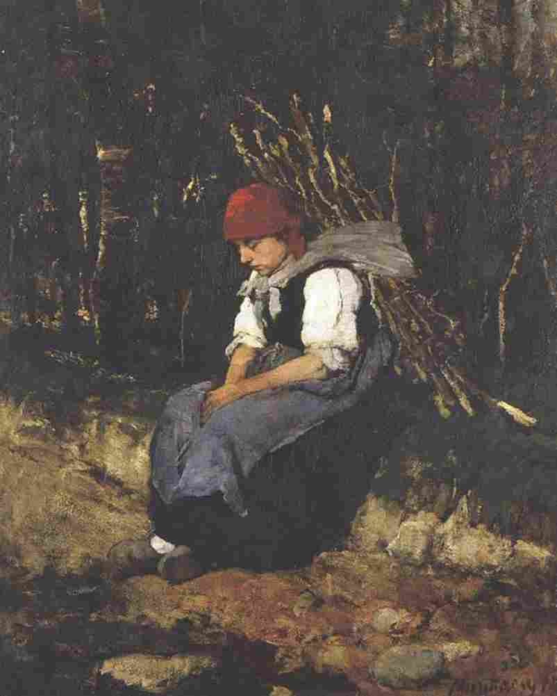munk Woman with Brush wood Art A4 Photo Print