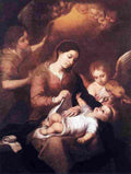 mur Mary and Child with Angels Playing Music Art A4 Photo Print