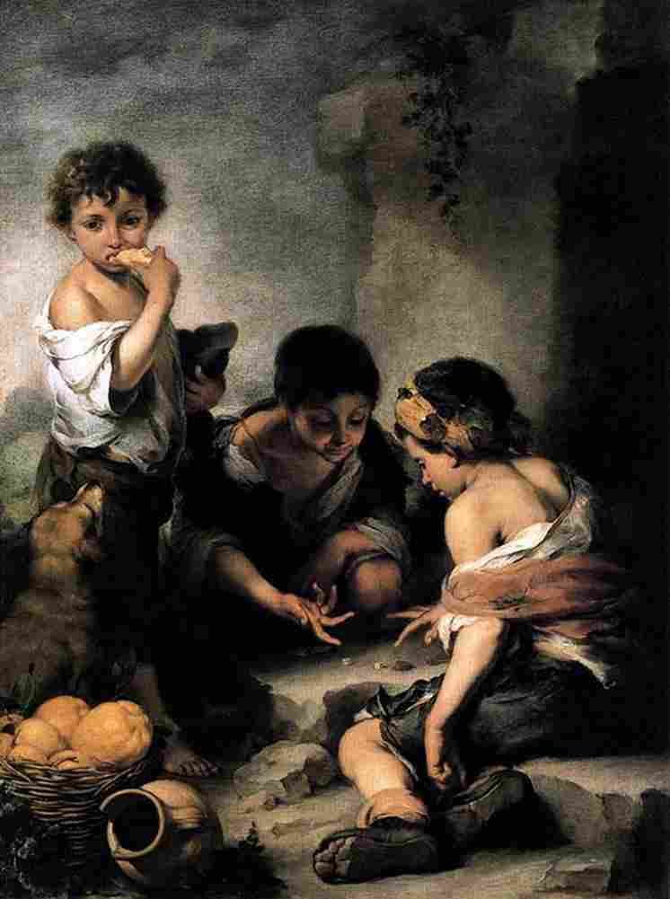 mur Three Boys Playing Dice Art A4 Photo Print