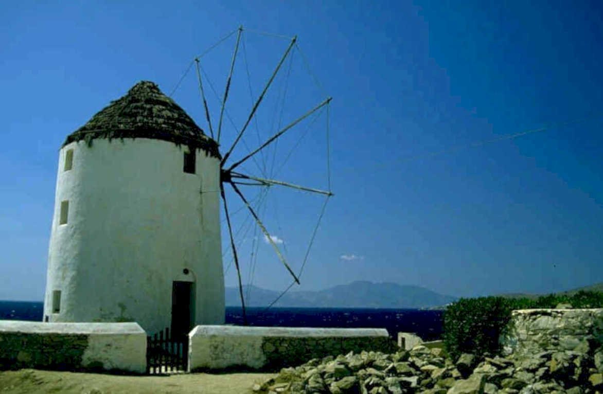 mykonos windmill greece 1980s 1990s A4 Photo Print