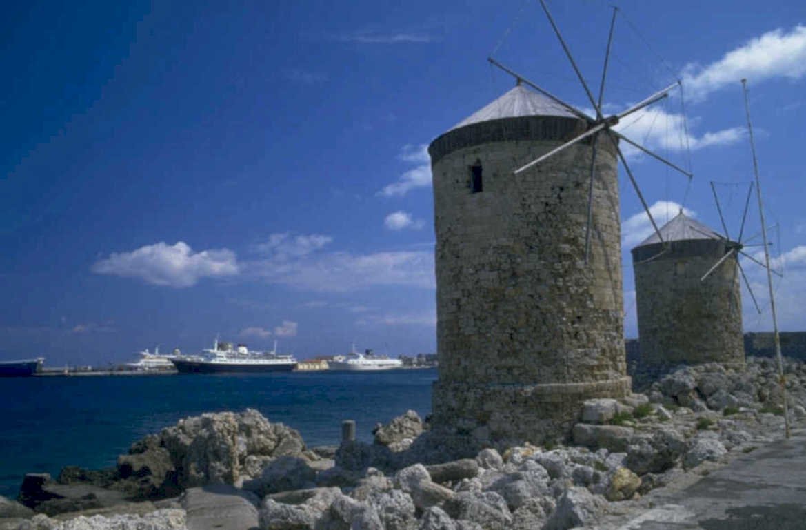 mykonos windmills coast 1980s 1990s A4 Photo Print