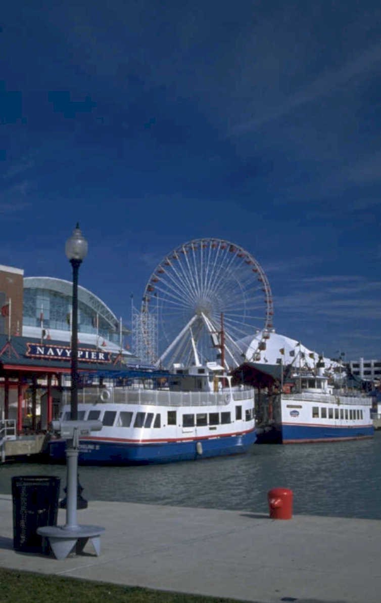 navy pier ferris 1980s 1990s A4 Photo Print